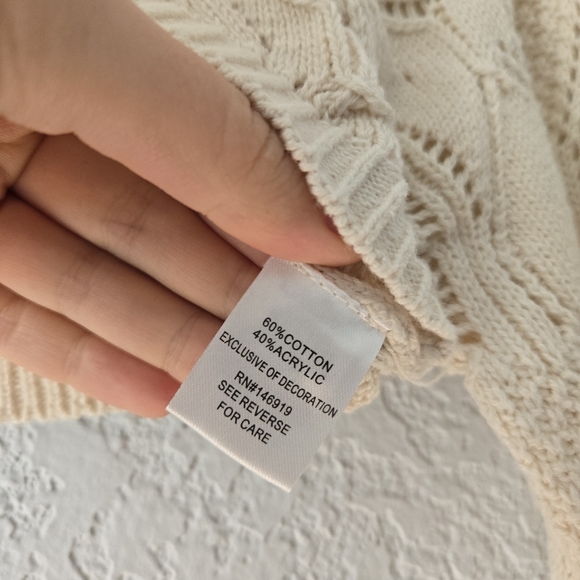 Freshman 1996 M Ivory Pintelle Knit Cropped tank and Arm Sweater Set - Picture 5 of 9